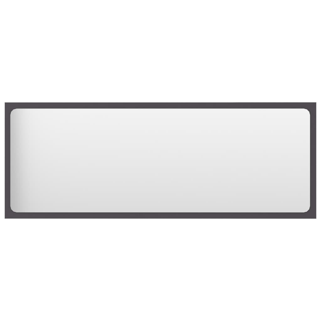 Vidaxl Modern Bathroom Mirror, Wall Mounted, Gray, Engineered Wood, Acrylic, 39.4"X0.6"X14.6"