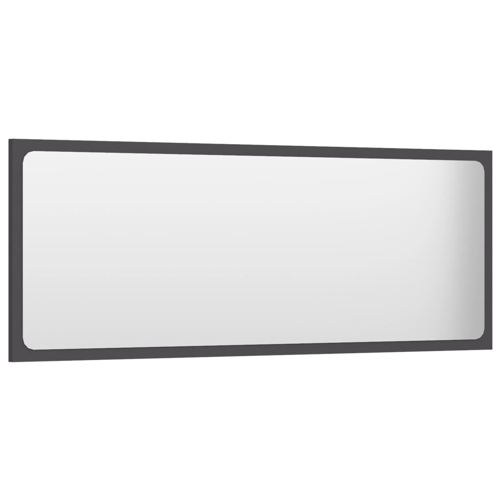 Vidaxl Modern Bathroom Mirror, Wall Mounted, Gray, Engineered Wood, Acrylic, 39.4"X0.6"X14.6"