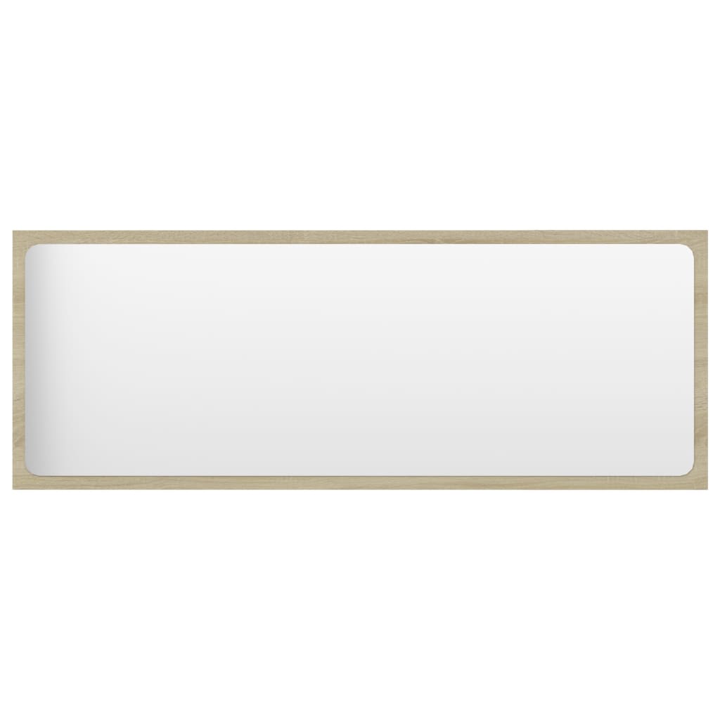 Vidaxl Bathroom Mirror In Modern Style, Sonoma Oak, Engineered Wood And Acrylic, Size 39.4"X0.6"X14.6", Sturdy And Easy-To-Clean With Assembly Required