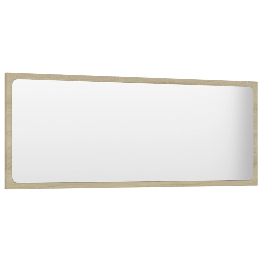 Vidaxl Bathroom Mirror In Modern Style, Sonoma Oak, Engineered Wood And Acrylic, Size 39.4"X0.6"X14.6", Sturdy And Easy-To-Clean With Assembly Required