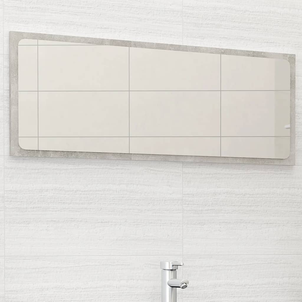Vidaxl Modern Engineered Wood Bathroom Mirror, Durable And Easy Clean, Perfect Accent Piece – Concrete Gray, 39.4"X0.6"X14.6"