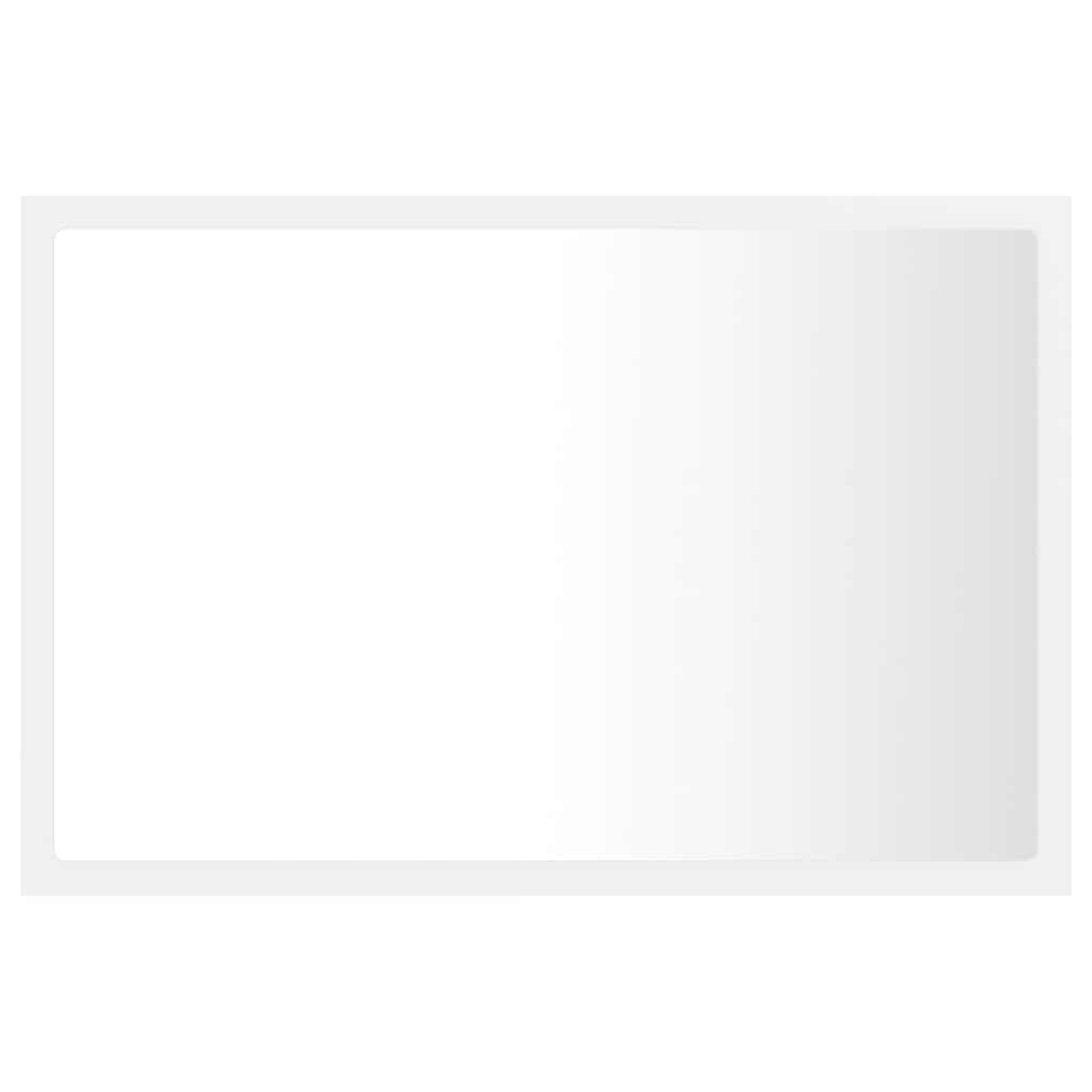 Vidaxl Led Bathroom Mirror 23.6&quot; - White Acrylic, Engineered Wood With Rgb Light, Wall-Mounted Vanity For Bathrooms, Can Be Hung Vertically Or Horizontally