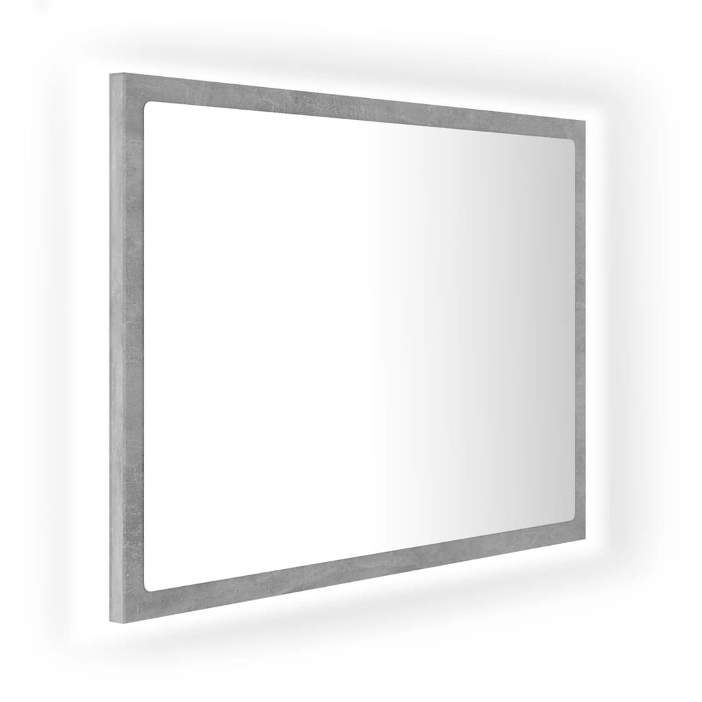 Vidaxl Led Bathroom Mirror Vanity Unit Washroom Wall Furniture Interior Hallway Bedroom Laundry Room Dressing 23.6&quot; Concrete Gray Acrylic