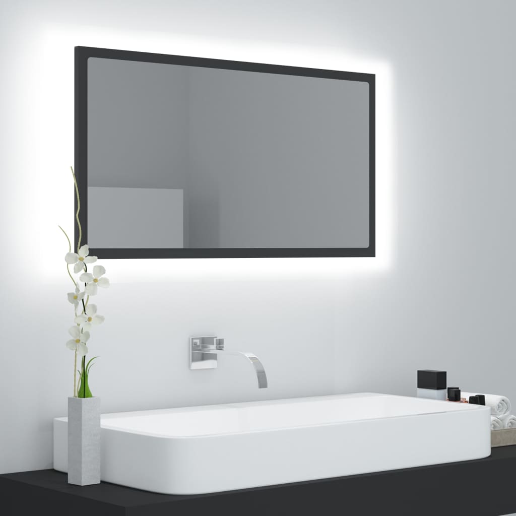 Vidaxl Led Bathroom Mirror Washroom Mirror Bathroom Furniture Wall Mirrors Washroom Furniture Mirror With Leds Color Changing Gray Acrylic