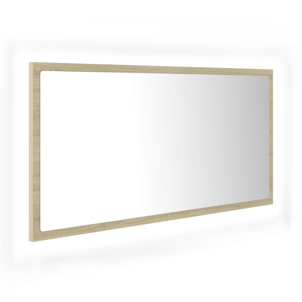 Nusgear Led Bathroom Mirror Sonoma Oak 35.4&quot;X3.3&quot;X14.6&quot; Chipboard