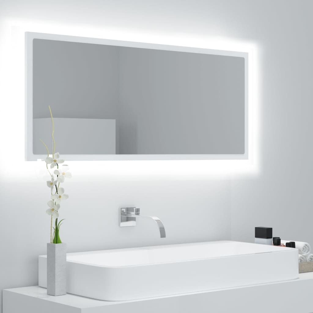vidaXL LED Bathroom Mirror White 39.4x3.3x14.6 Engineered Wood