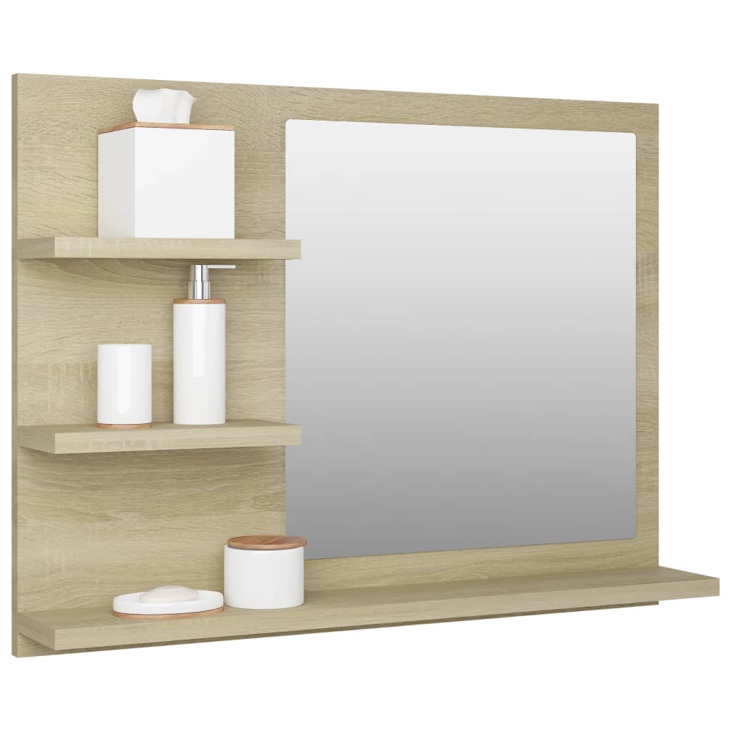 Vidaxl Bathroom Mirror Home Hallway Bedroom Laundry Room Washroom Vanity Unit Wall Mirror Furniture Sonoma Oak 23.6&quot;X4.1&quot;X17.7&quot; Engineered Wood