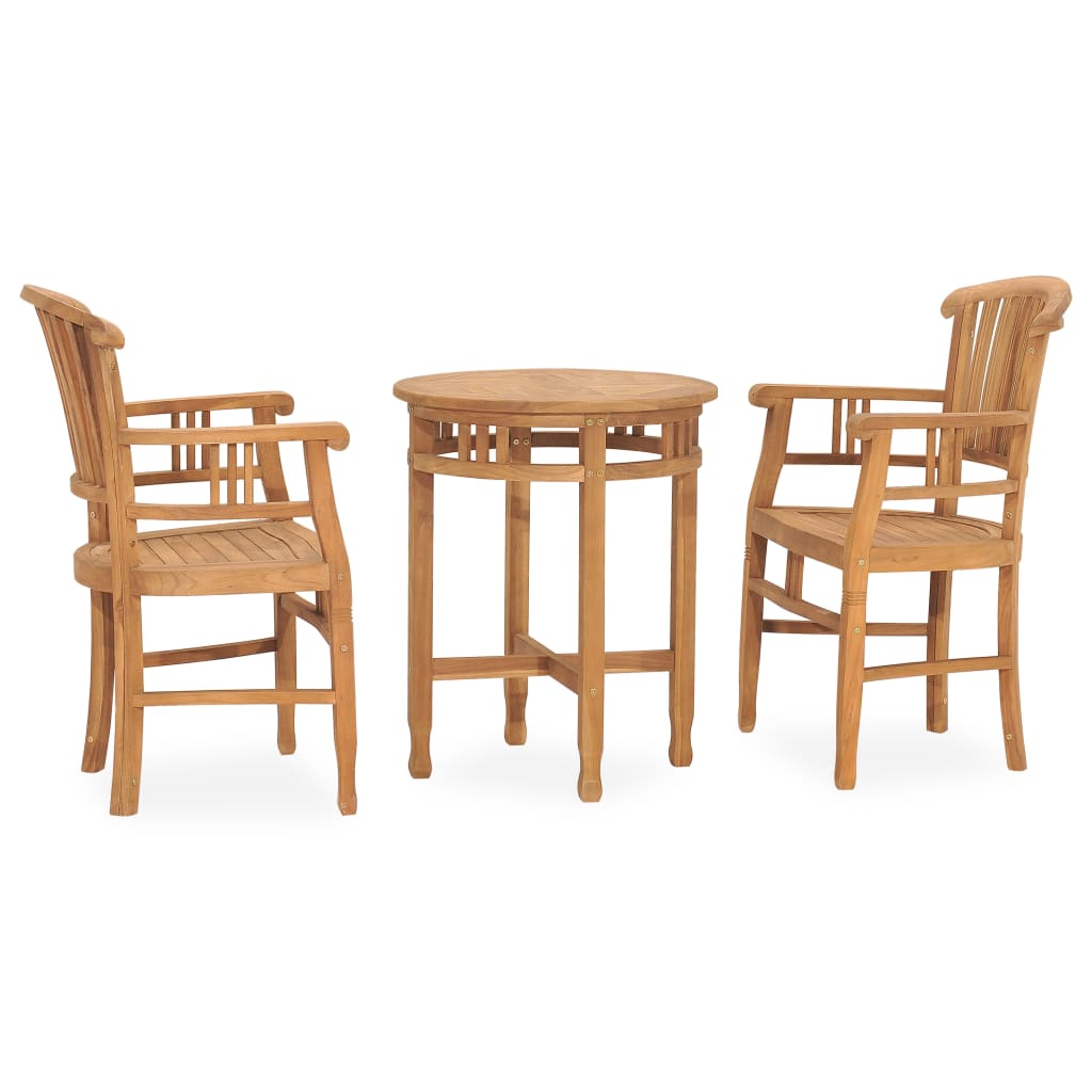 vidaXL 3 Piece Patio Dining Set Solid Teak Wood