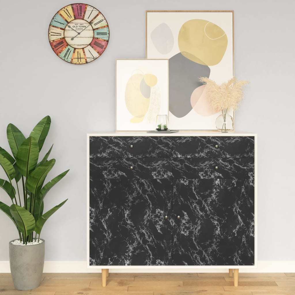 vidaXL Self-adhesive Furniture Film Black Stone 196.9x35.4 PVC