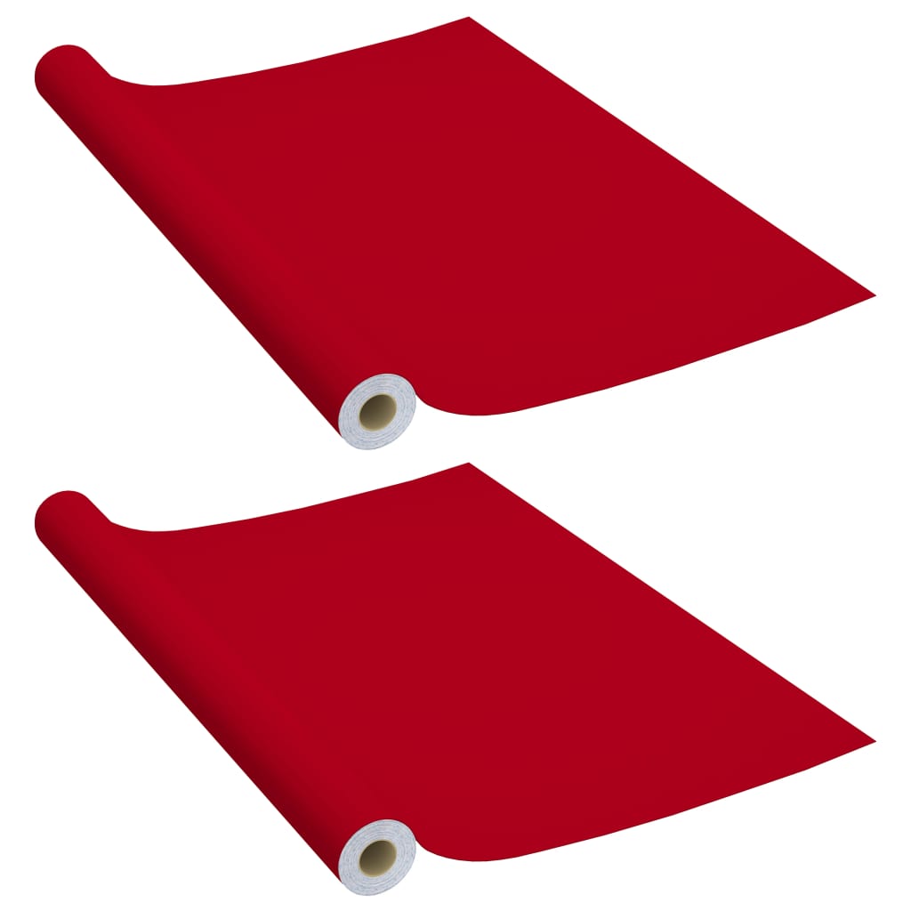 Vidaxl 2X Self-Adhesive Furniture Films Home Garden Indoor Outdoor Terrace Balcony Backyard Window Treatment Adhesive Film Decor Red Pvc