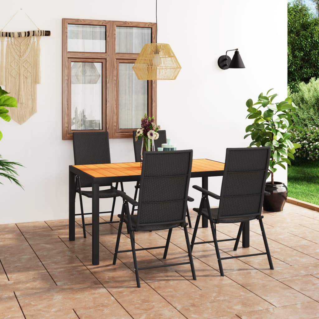 vidaXL 5 Piece Patio Dining Set Black and Brown