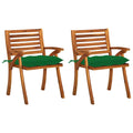 vidaXL Patio Dining Chairs with Cushions 2 pcs Solid Acacia Wood