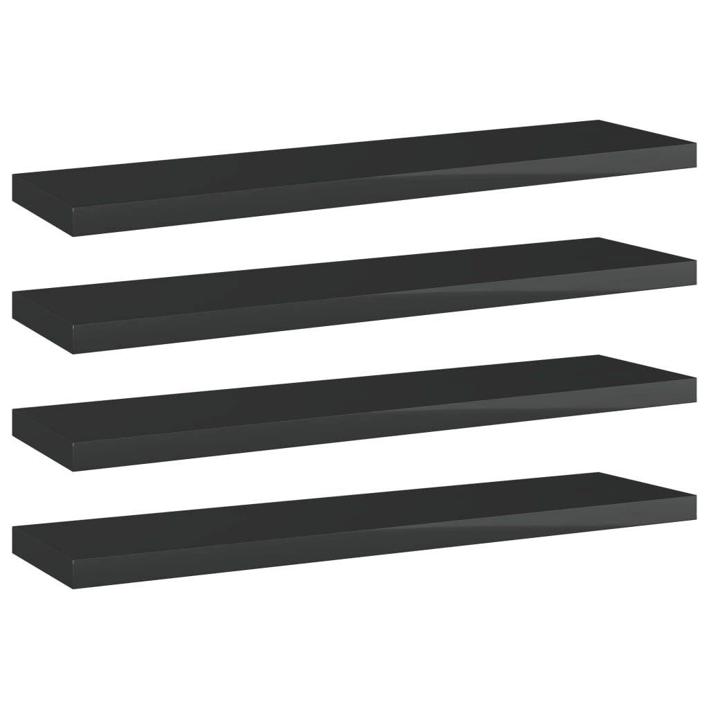 vidaXL Bookshelf Boards 4 pcs High Gloss Black 15.7x3.9x0.6 Engineered Wood-Used