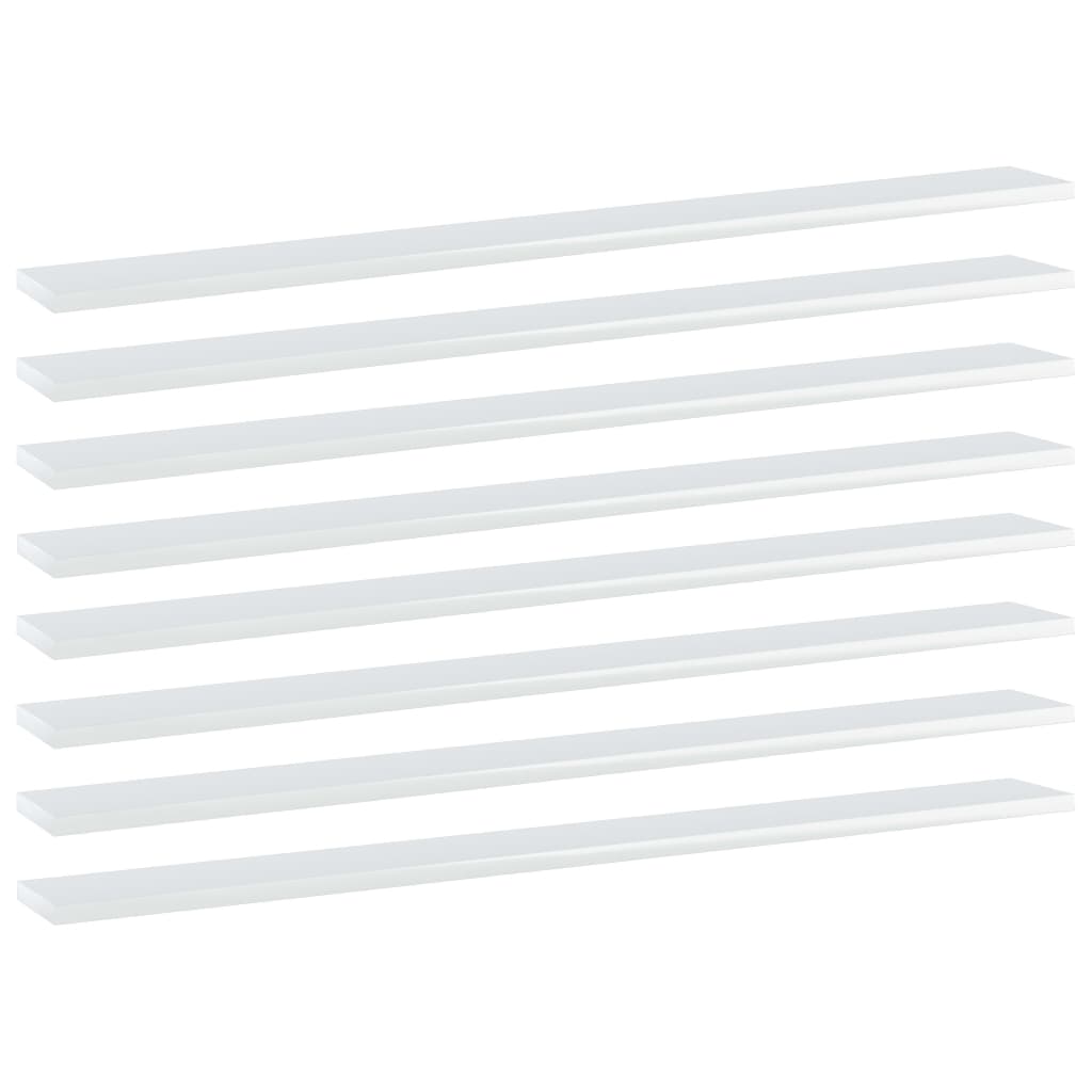 vidaXL Bookshelf Boards 8 pcs High Gloss White 39.4''x3.9''x0.6'' Engineered Wood