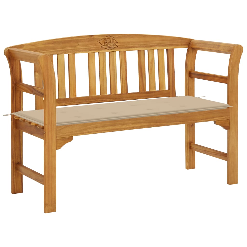 vidaXL Patio Bench with Cushion 47.2 Solid Acacia Wood