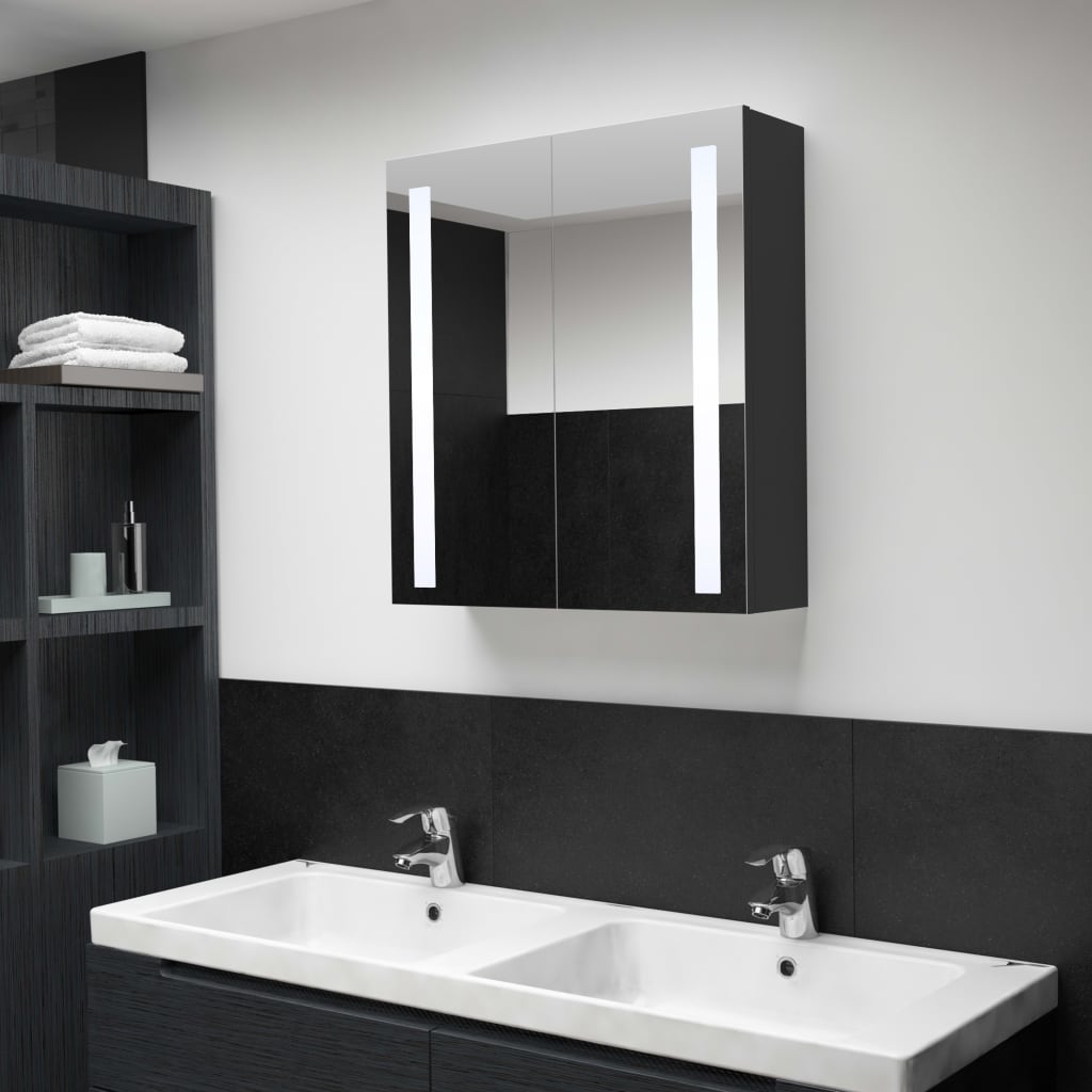 vidaXL LED Bathroom Mirror Cabinet 24.4x5.5x23.6