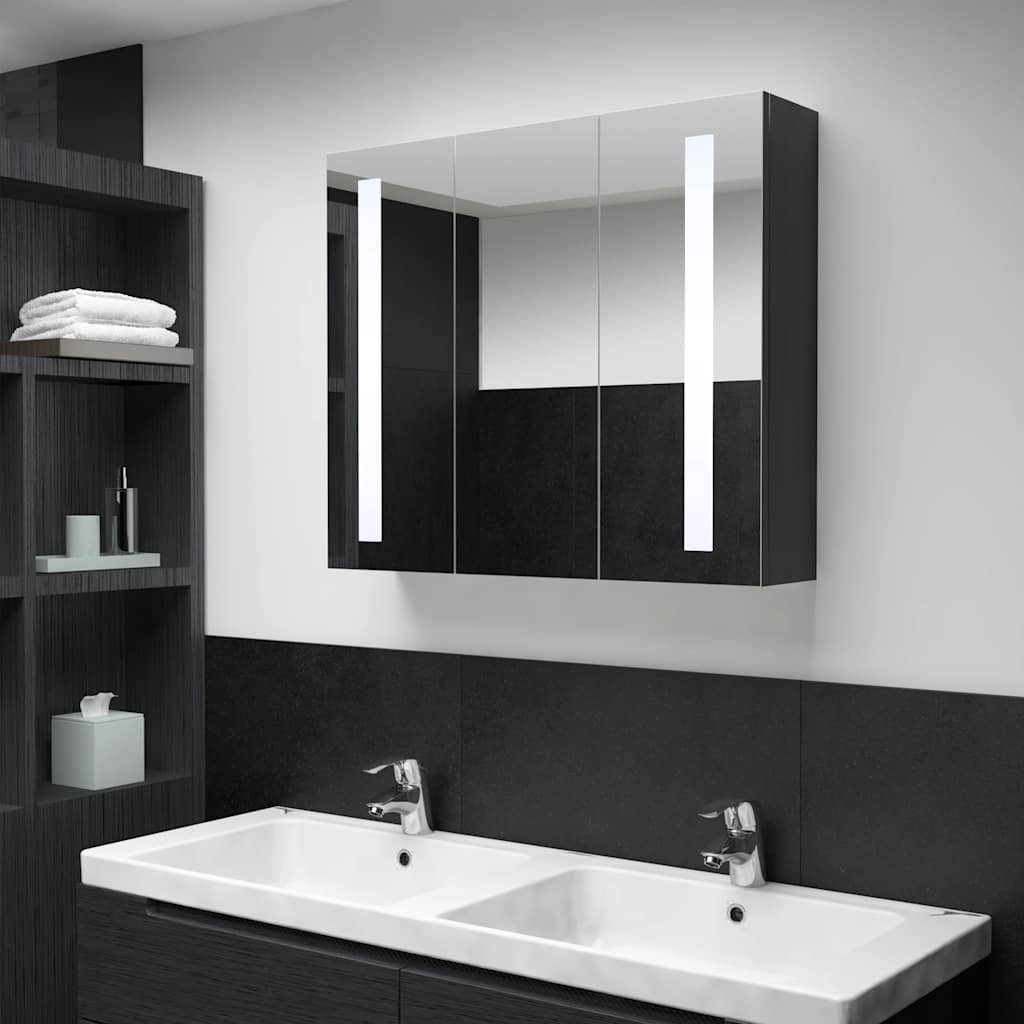 vidaXL LED Bathroom Mirror Cabinet 35x5.5x24.4