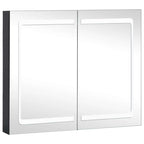 vidaXL LED Bathroom Mirror Cabinet in Anthracite Color – Modern Design - Quality MDF in Melamine Finish – Energy-Efficient LED Lighting – Spacious Storage with 3 Shelves
