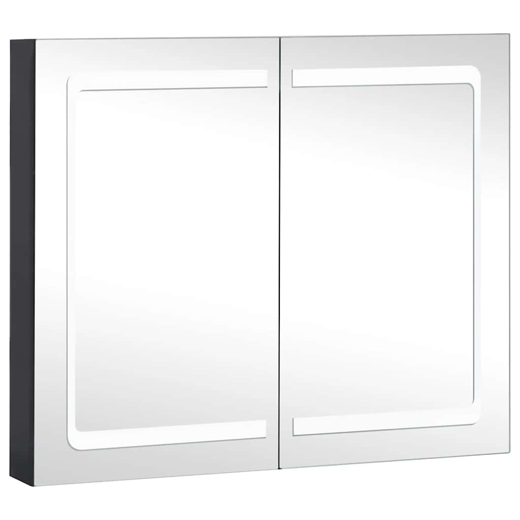 vidaXL LED Bathroom Mirror Cabinet in Anthracite Color – Modern Design - Quality MDF in Melamine Finish – Energy-Efficient LED Lighting – Spacious Storage with 3 Shelves