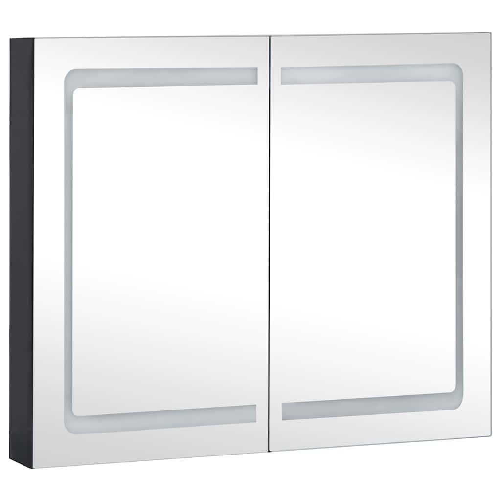 vidaXL LED Bathroom Mirror Cabinet in Anthracite Color – Modern Design - Quality MDF in Melamine Finish – Energy-Efficient LED Lighting – Spacious Storage with 3 Shelves