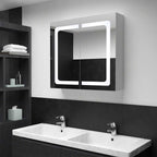 vidaXL LED Bathroom Mirror Cabinet in Anthracite Color – Modern Design - Quality MDF in Melamine Finish – Energy-Efficient LED Lighting – Spacious Storage with 3 Shelves