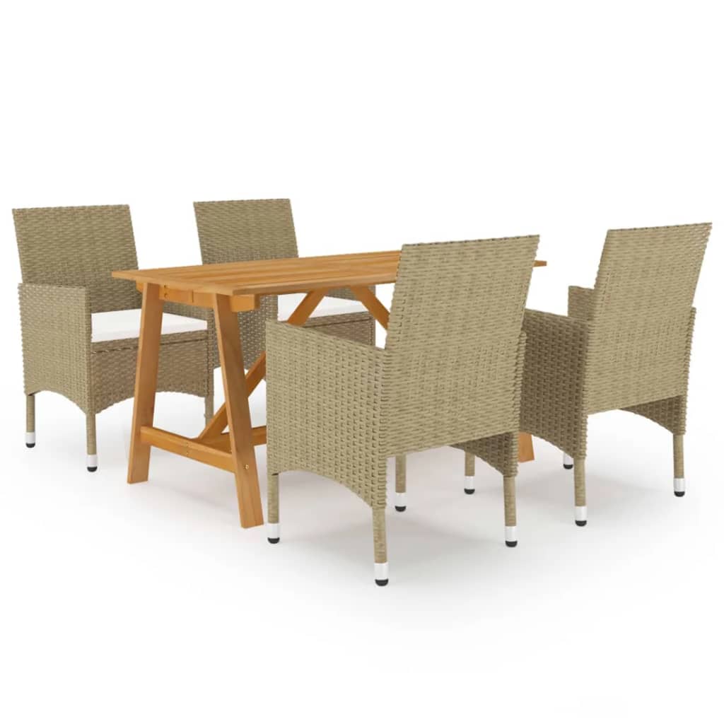 vidaXL 5 Piece Patio Dining Set Beige