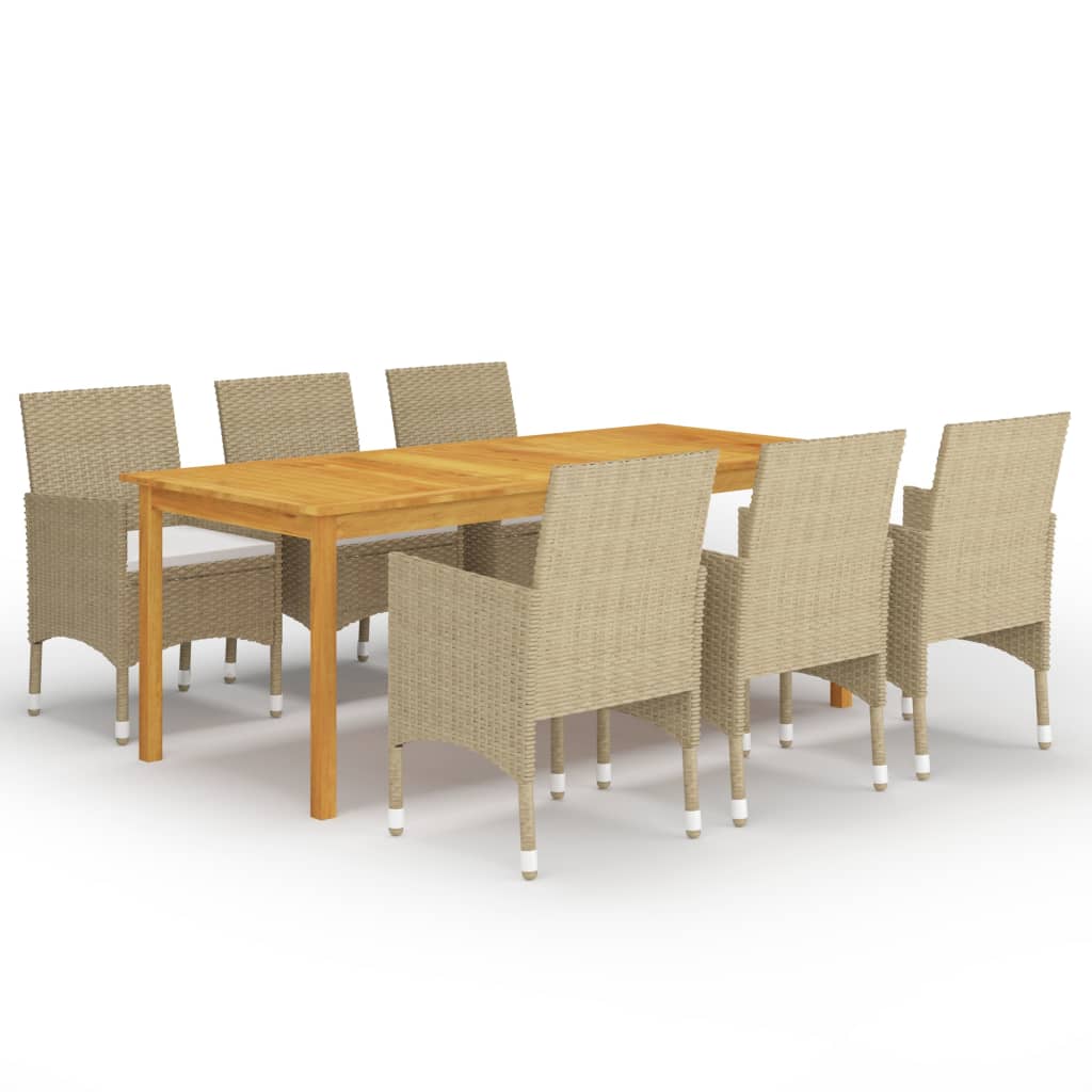 vidaXL 7 Piece Patio Dining Set Beige