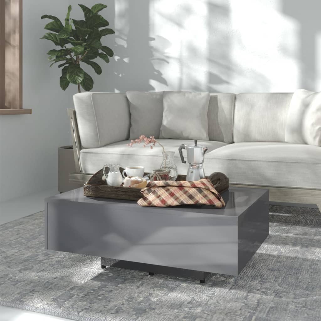 vidaXL Coffee Table High Gloss Gray 33.5x21.7x12.2 Engineered Wood