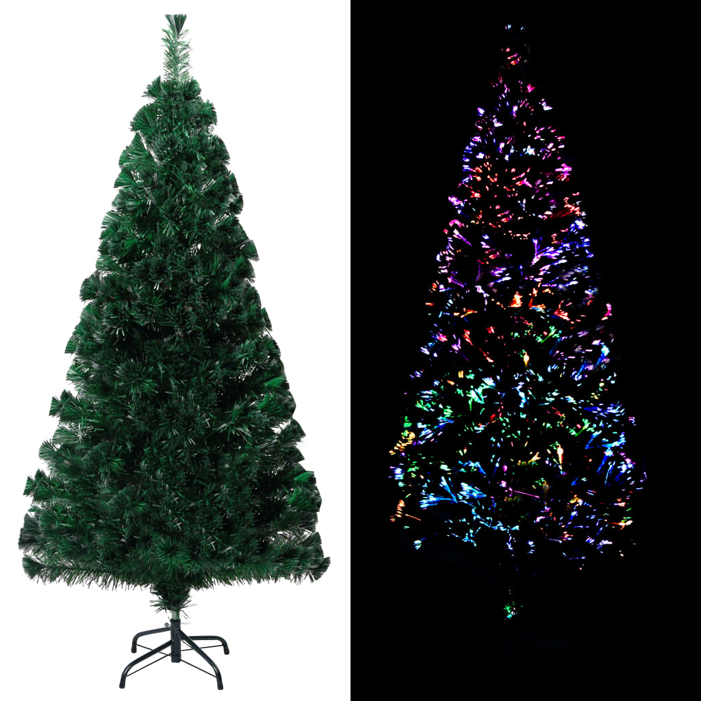 Vidaxl 4 Ft Artificial Fiber Optic Christmas Tree With Steel Stand, Multicolor Lights - Indoor And Outdoor Use, Reusable, Easy Assembly