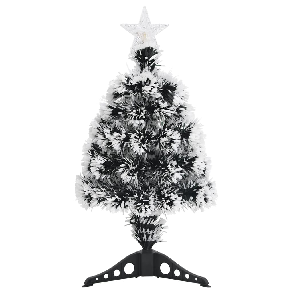Vidaxl Green And White Led Christmas Tree - 2 Ft Fiber Optic - Stunning Snow Covered Branches - Dual Lighting Modes - Durable And Reusable - Eco-Friendly - Comes With Stable Stand