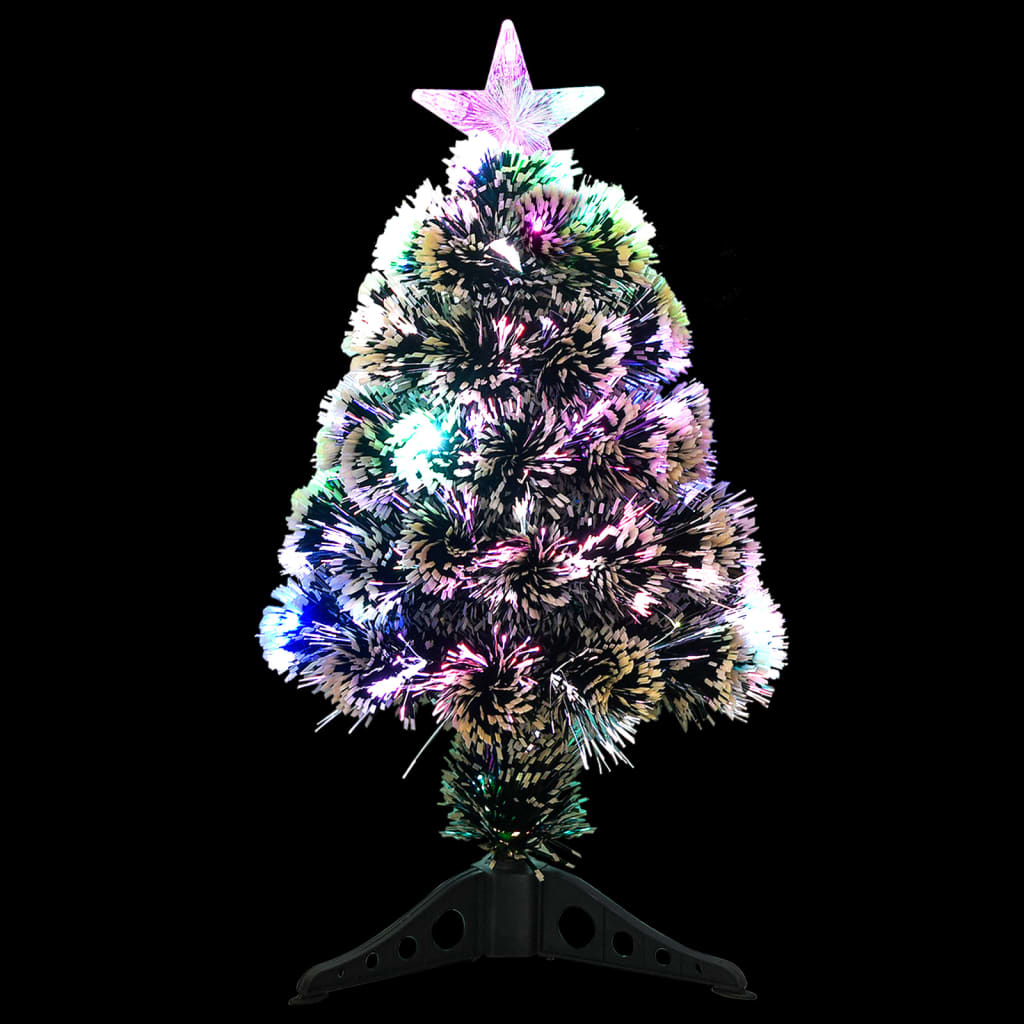 Vidaxl Green And White Led Christmas Tree - 2 Ft Fiber Optic - Stunning Snow Covered Branches - Dual Lighting Modes - Durable And Reusable - Eco-Friendly - Comes With Stable Stand