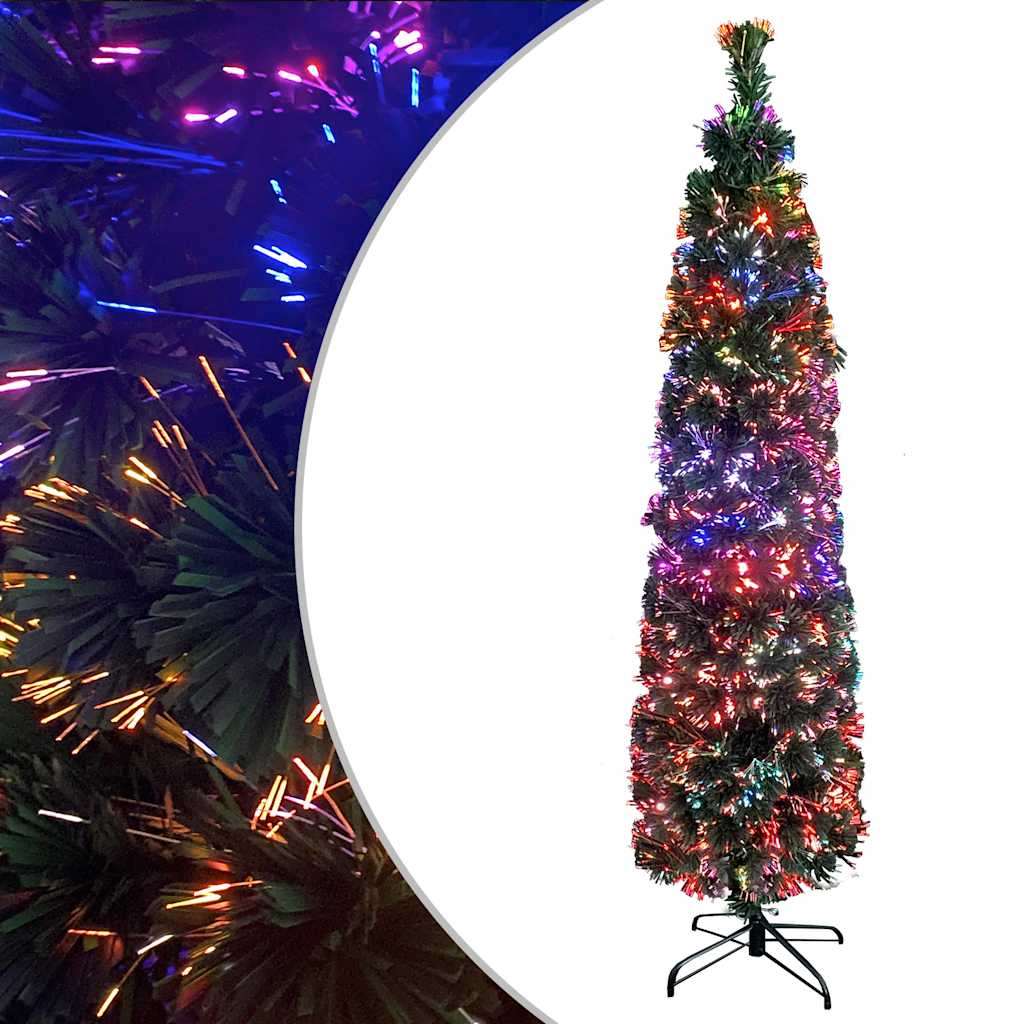 Artificial Slim Christmas Tree With Stand 6 Ft Fiber Optic Vidaxl Vidaxl