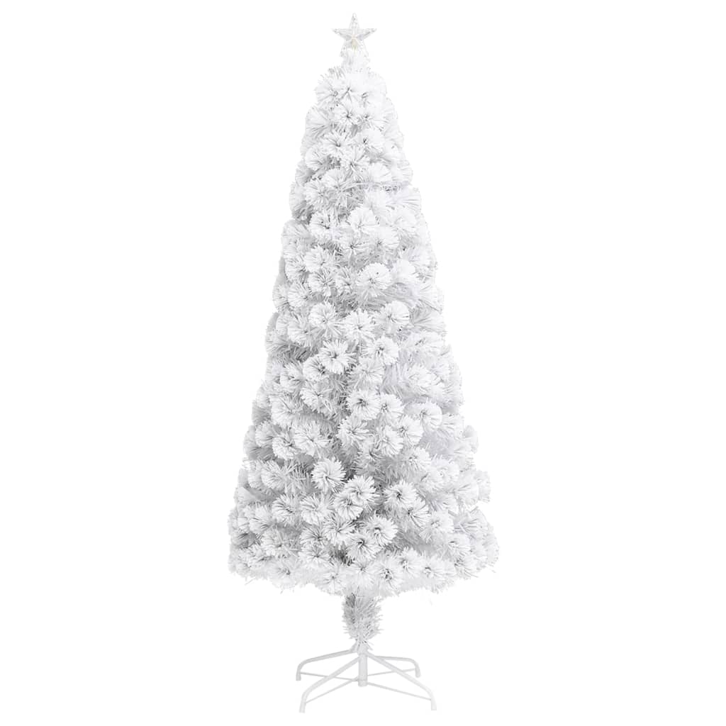 Vidaxl Artificial Christmas Tree 6 Ft With Led And Fiber Optic Lights, Starlit Top, Reusable And Economical, Stable Stand, Ideal Holiday Decor