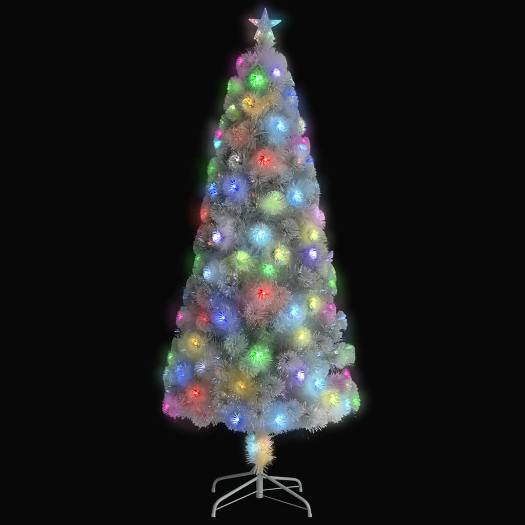 Vidaxl Artificial Christmas Tree 6 Ft With Led And Fiber Optic Lights, Starlit Top, Reusable And Economical, Stable Stand, Ideal Holiday Decor