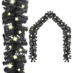Vidaxl Christmas Garland With Led Lights, 32.8Ft Realistic Black Pvc, Christmas Decoration With Usb Connection, Versatile & Energy-Efficient Holiday Decor
