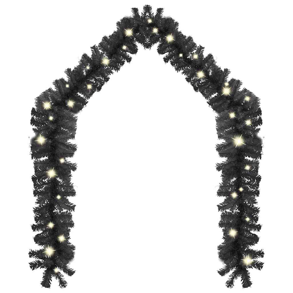 Vidaxl Christmas Garland With Led Lights, 32.8Ft Realistic Black Pvc, Christmas Decoration With Usb Connection, Versatile & Energy-Efficient Holiday Decor