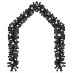 Vidaxl Christmas Garland With Led Lights, 32.8Ft Realistic Black Pvc, Christmas Decoration With Usb Connection, Versatile & Energy-Efficient Holiday Decor