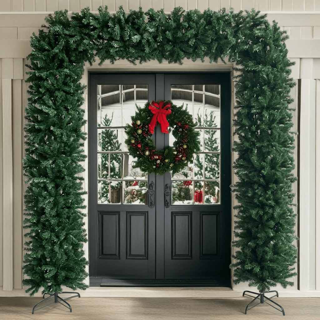 Vidaxl Artificial Christmas Tree Arch With Steel Stands, 8Ft Realistic Green Pvc, Enhanced Stability Ideal Versatile Decor For Weddings, Festivals, And Xmas Holiday, Without Ornaments