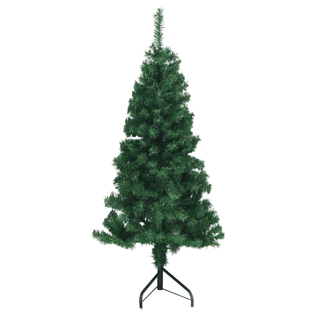 Vidaxl 5Ft Green Corner Artificial Christmas Tree | Pvc Material With Realistic Shape & Appearance | Includes Steel Stand For Stability | Ideal For Tight Spaces | Economical & Reusable