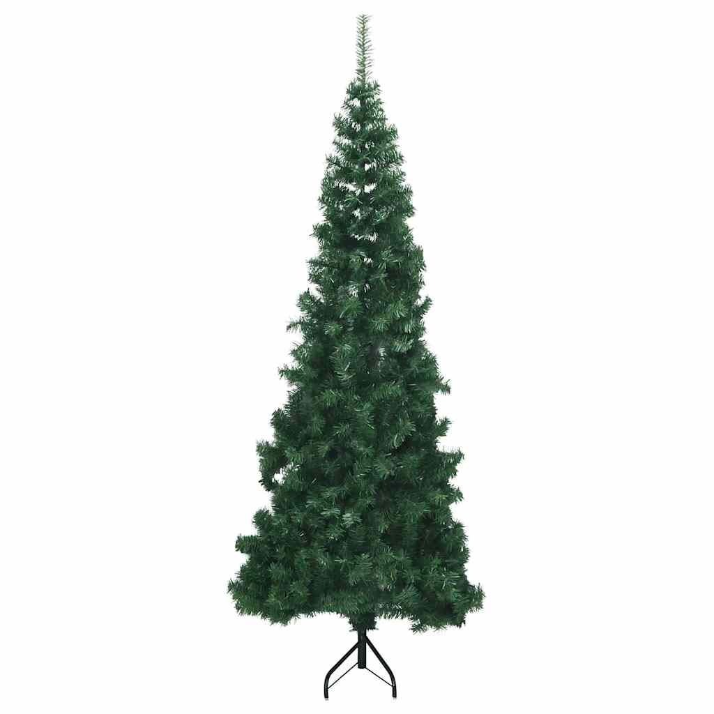 Vidaxl Green Corner Artificial Christmas Tree - 7Ft Pvc Xmas Tree With Adjustable Branches, Steel Stand - Compact For Tight Spaces - Economical Reusable Festive Centerpiece
