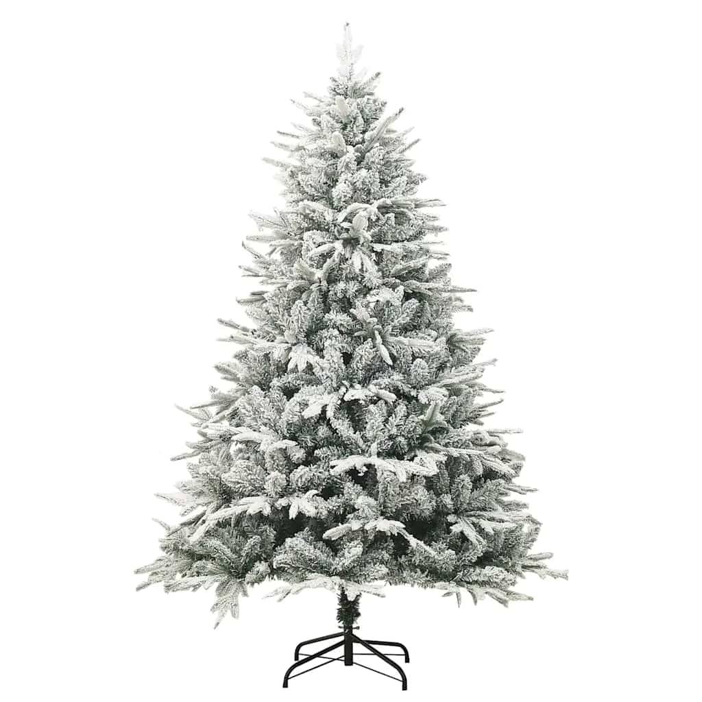 Vxl Artificial Christmas Tree With Flocked Snow Green 180 Cm Pvc&Pe