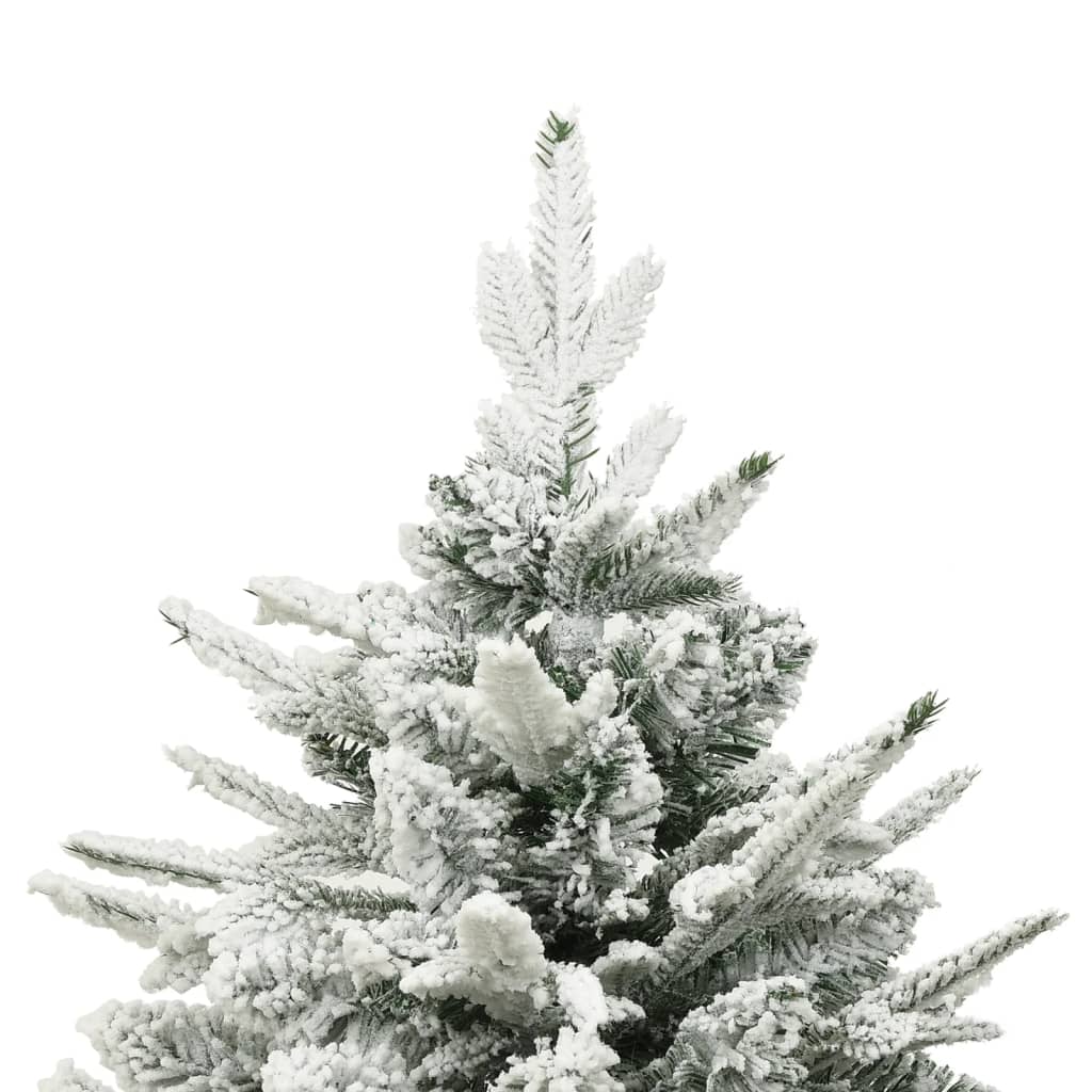 Vidaxl Artificial Christmas Tree 94.5&quot; With Flocked Snow, Green Pvc & Pe Material, Adjustable Branches, Steel Stand Included - Perfect Centerpiece For Xmas Decorations.