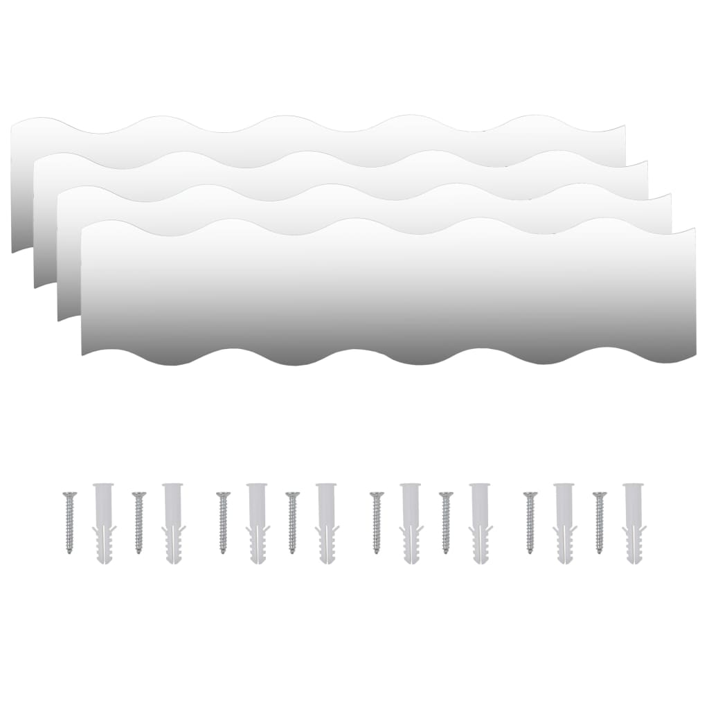 Vidaxl Wall Mirrors 4 Pcs 39.4&quot;X9.1&quot; Wave Glass