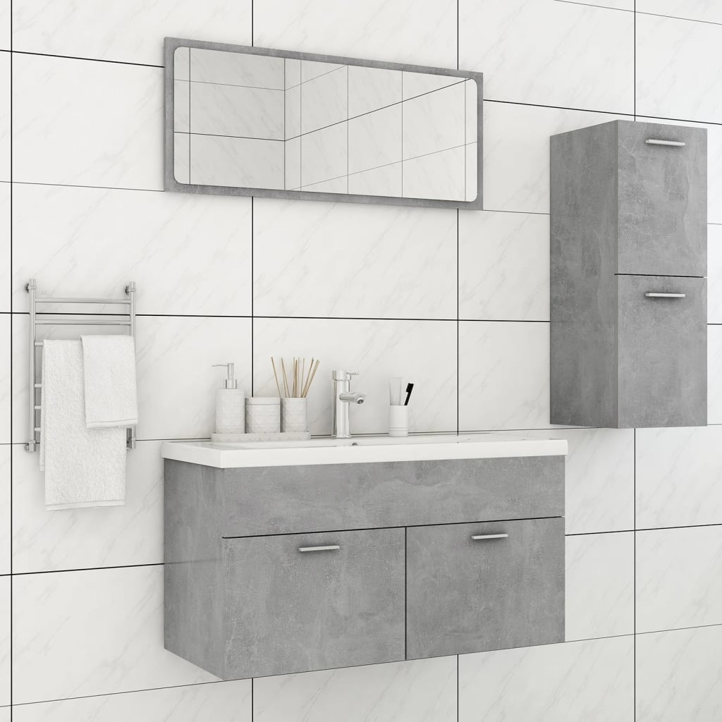 vidaXL Bathroom Furniture Set Concrete Gray Engineered Wood