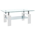 vidaXL Coffee Table White and Transparent 37.4x21.7x15.7 Tempered Glass