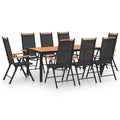 Vidaxl 9 Piece Patio Dining Set Aluminum Black