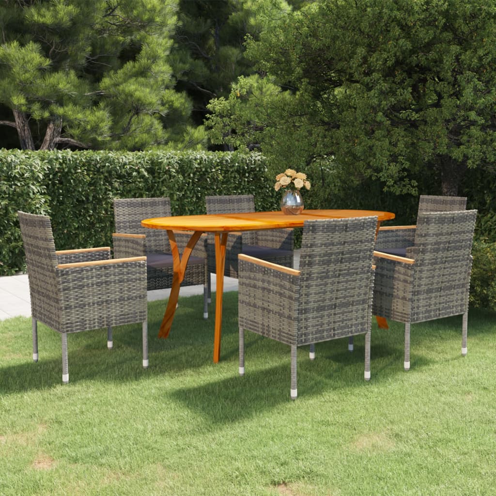 vidaXL 7 Piece Patio Dining Set Gray