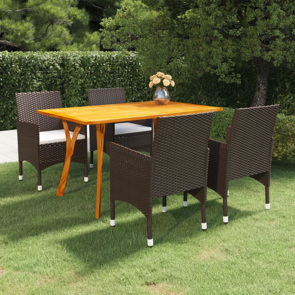 vidaXL 5 Piece Patio Dining Set Brown