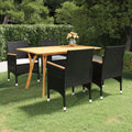 vidaXL 5 Piece Patio Dining Set Black