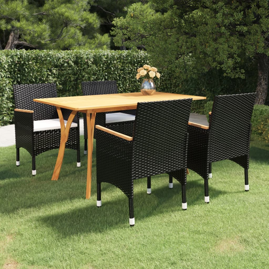 vidaXL 5 Piece Patio Dining Set Black